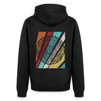 Holz Holzfäller Baumscheibe Tischler - Unisex Premium Bio Zip Hoodie - Schwarz - Hinten - Nico (187cm)