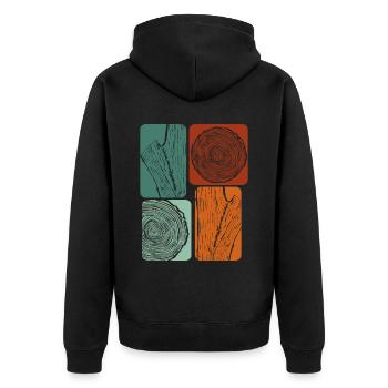 Holz Holzfäller Retro Schreiner Tischler - Unisex Premium Bio Zip Hoodie - Schwarz - Hinten - Nico (187cm)