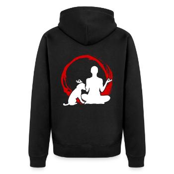 Chiens de méditation de chien de yoga - Veste à capuche bio Premium Unisexe - noir - Dos - Nico (187cm)