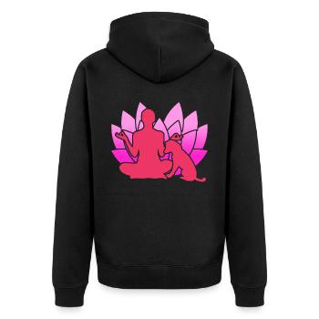 Yoga avec chien Méditation fleur de lotus - Veste à capuche bio Premium Unisexe - noir - Dos - Nico (187cm)
