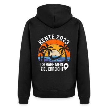Rente Ruhestand Pension Deko Dekoration Rentner - Unisex Premium Bio Zip Hoodie - Schwarz - Hinten - Nico (187cm)