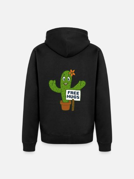 Free Hugs Cactus - Unisex Premium Organic Zip Hoodie - black