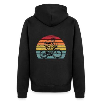 Vintage Fahrrad Biker Retro Radfahrer - Unisex Premium Bio Zip Hoodie - Schwarz - Hinten - Nico (187cm)