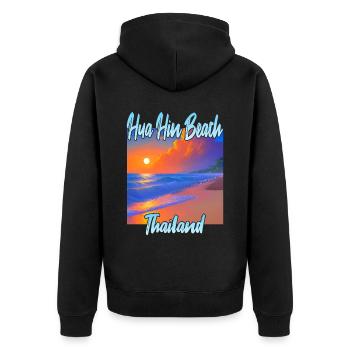 Coucher de soleil sur la plage de Hua Hin - Veste à capuche bio Premium Unisexe - noir - Dos - Nico (187cm)