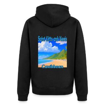 Beach in Saint Kitts and Nevis - Unisex Premium Organic Zip Hoodie - black - Back - Nico (187cm)