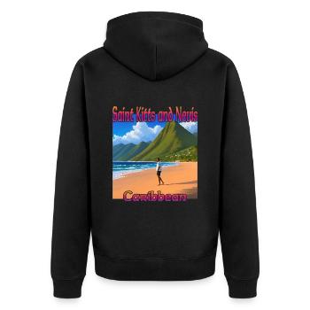 Beach in Saint Kitts and Nevis - Unisex Premium Organic Zip Hoodie - black - Back - Nico (187cm)