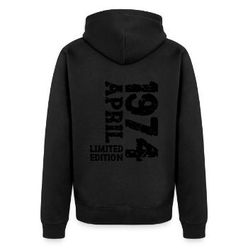 1974 avril édition limitée cadeau d’anniversaire - Veste à capuche bio Premium Unisexe - noir - Dos - Nico (187cm)
