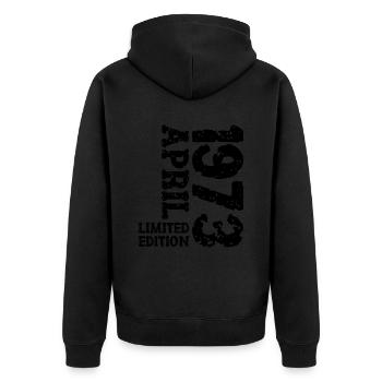1973 avril édition limitée cadeau d’anniversaire - Veste à capuche bio Premium Unisexe - noir - Dos - Nico (187cm)