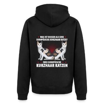 Was ist besser als eine Europäische Kurzhaar Katze - Unisex Premium Bio Zip Hoodie - Schwarz - Hinten - Nico (187cm)