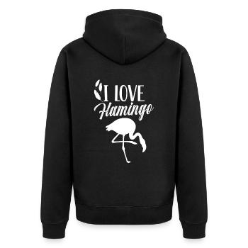 I love flamingo sayings flamingos animal cute - Unisex Premium Organic Zip Hoodie - black - Back - Nico (187cm)