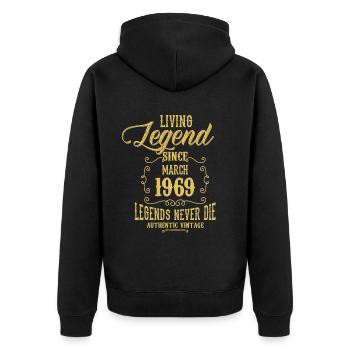 Living Legend since March 1969 - Unisex Premium Bio Zip Hoodie - Schwarz - Hinten - Nico (187cm)