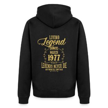 Légende vivante depuis mars 1977 - Veste à capuche bio Premium Unisexe - noir - Dos - Nico (187cm)