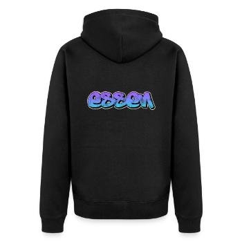 eat - Unisex Premium Organic Zip Hoodie - black - Back - Nico (187cm)