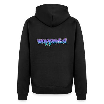 Wuppertal - Unisex Premium Bio Zip Hoodie - Schwarz - Hinten - Nico (187cm)