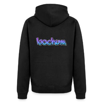 Bochum - Unisex Premium Bio Zip Hoodie - Schwarz - Hinten - Nico (187cm)