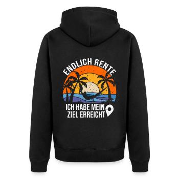 Rente Ruhestand Pension Deko Dekoration Rentner - Unisex Premium Bio Zip Hoodie - Schwarz - Hinten - Nico (187cm)