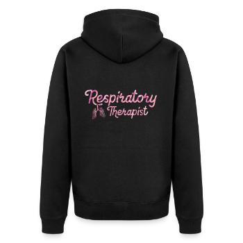 Respiratory therapists - Unisex Premium Organic Zip Hoodie - black - Back - Nico (187cm)