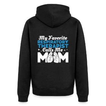 Respiratory therapists - Unisex Premium Organic Zip Hoodie - black - Back - Nico (187cm)