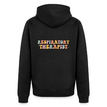 Respiratory therapists - Unisex Premium Organic Zip Hoodie - black - Back - Nico (187cm)