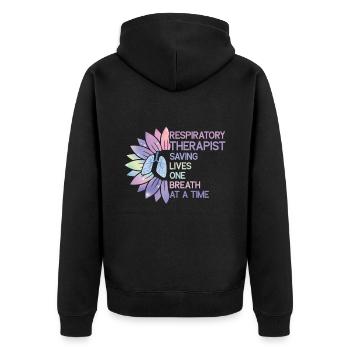 Respiratory therapists - Unisex Premium Organic Zip Hoodie - black - Back - Nico (187cm)