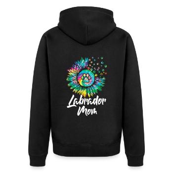 Mother Sunflower Labrador Retriever Dog - Unisex Premium Organic Zip Hoodie - black - Back - Nico (187cm)