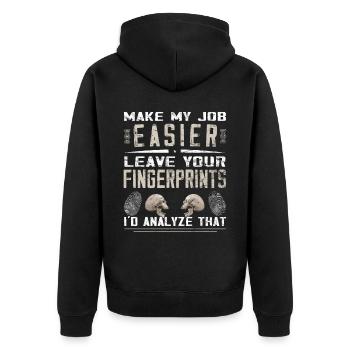 Kriminologe - Forensische Wissenschaft - Unisex Premium Bio Zip Hoodie - Schwarz - Hinten - Nico (187cm)