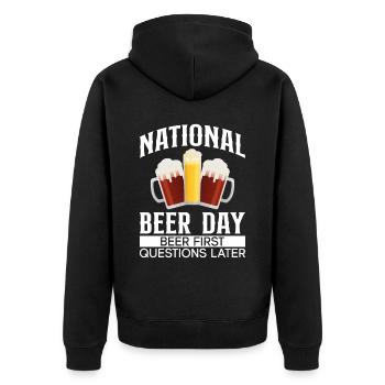 Bier Tag Tag des Bieres Bierliebhaber Biertrinker - Unisex Premium Bio Zip Hoodie - Schwarz - Hinten - Nico (187cm)