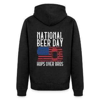 Bier Tag Tag des Bieres Bierliebhaber Biertrinker - Unisex Premium Bio Zip Hoodie - Schwarz - Hinten - Nico (187cm)