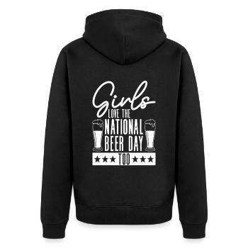 Bier Tag Tag des Bieres Bierliebhaber Biertrinker - Unisex Premium Bio Zip Hoodie - Schwarz - Hinten - Nico (187cm)