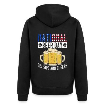 Bier Tag Tag des Bieres Bierliebhaber Biertrinker - Unisex Premium Bio Zip Hoodie - Schwarz - Hinten - Nico (187cm)