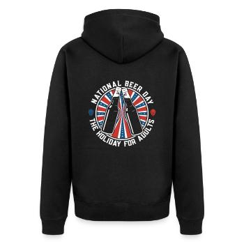 Bier Tag Tag des Bieres Bierliebhaber Biertrinker - Unisex Premium Bio Zip Hoodie - Schwarz - Hinten - Nico (187cm)