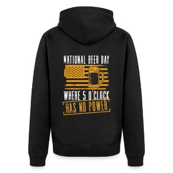 Bier Tag Tag des Bieres Bierliebhaber Biertrinker - Unisex Premium Bio Zip Hoodie - Schwarz - Hinten - Nico (187cm)