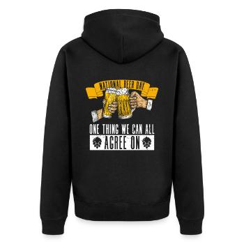 Bier Tag Tag des Bieres Bierliebhaber Biertrinker - Unisex Premium Bio Zip Hoodie - Schwarz - Hinten - Nico (187cm)