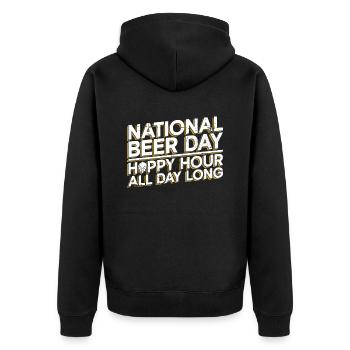 Bier Tag Tag des Bieres Bierliebhaber Biertrinker - Unisex Premium Bio Zip Hoodie - Schwarz - Hinten - Nico (187cm)