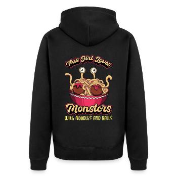 Flying Spaghetti Monster FSM Pastafari Pastafar - Unisex Premium Organic Zip Hoodie - black - Back - Nico (187cm)