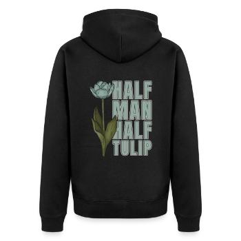 Tulpen Kerl Tulpen - Unisex Premium Bio Zip Hoodie - Schwarz - Hinten - Nico (187cm)