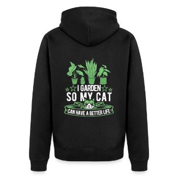 Jardinier amateur Jardin Chat - Veste à capuche bio Premium Unisexe - noir - Dos - Nico (187cm)