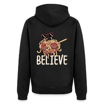 Dabbing Flying Spaghetti Monsters Pastafarian - Unisex Premium Organic Zip Hoodie - black - Back - Nico (187cm)