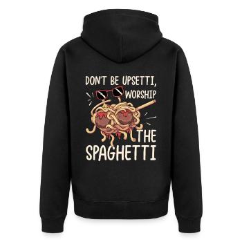 Dabbing Flying Spaghetti Monsters Pastafarian - Unisex Premium Organic Zip Hoodie - black - Back - Nico (187cm)