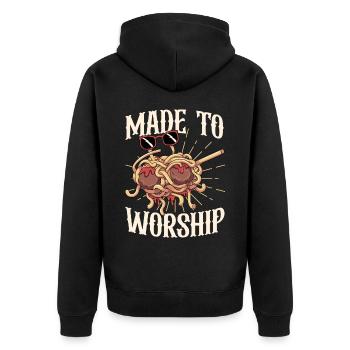Dabbing Flying Spaghetti Monsters Pastafarian - Unisex Premium Organic Zip Hoodie - black - Back - Nico (187cm)