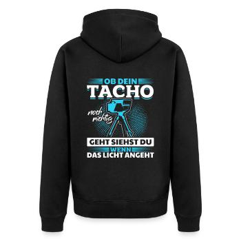 Tuning - Ob Dein Tacho Richtig Geht - PS Liebhaber - Unisex Premium Bio Zip Hoodie - Schwarz - Hinten - Nico (187cm)