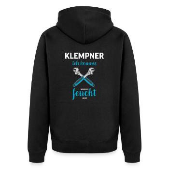 Klempner I Heizungsbauer Heizung Motiv für - Unisex Premium Bio Zip Hoodie - Schwarz - Hinten - Nico (187cm)