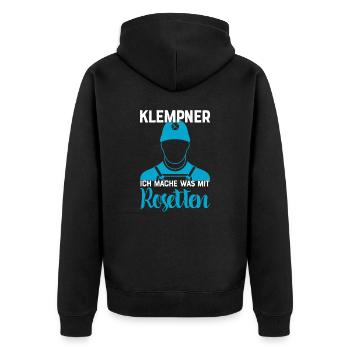 Klempner I Heizungsbauer Heizung Motiv für - Unisex Premium Bio Zip Hoodie - Schwarz - Hinten - Nico (187cm)