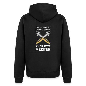 Klempner I Heizungsbauer Heizung Motiv für - Unisex Premium Bio Zip Hoodie - Schwarz - Hinten - Nico (187cm)