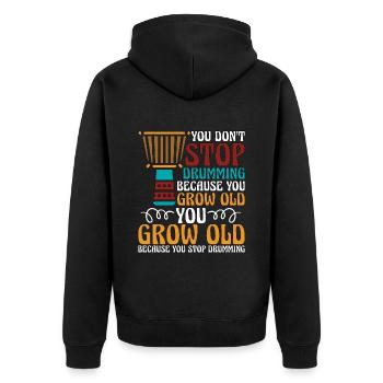 Djembe You Don't Stop Drumming Percussionist Drums - Unisex Premium Bio Zip Hoodie - Schwarz - Hinten - Nico (187cm)