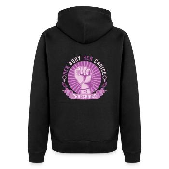 Son corps, son choix, les droits des femmes Pro Choice - Veste à capuche bio Premium Unisexe - noir - Dos - Nico (187cm)