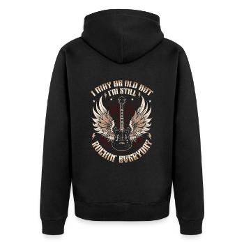 I may be old, but I'm still rocking - Unisex Premium Organic Zip Hoodie - black - Back - Nico (187cm)