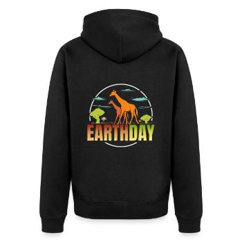 Logo Africa Giraffes In Savannah For Earth Day - Unisex Premium Bio Zip Hoodie - Schwarz - Hinten - Nico (187cm)