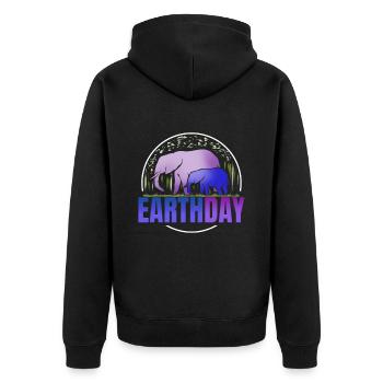 Logo Purple African Elefant Animals For Earth Day - Unisex Premium Bio Zip Hoodie - Schwarz - Hinten - Nico (187cm)