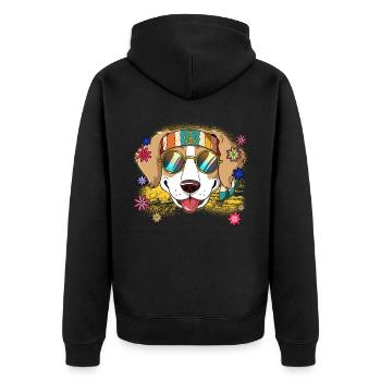 60s 70s Costume Groovy Hippie - Veste à capuche bio Premium Unisexe - noir - Dos - Nico (187cm)